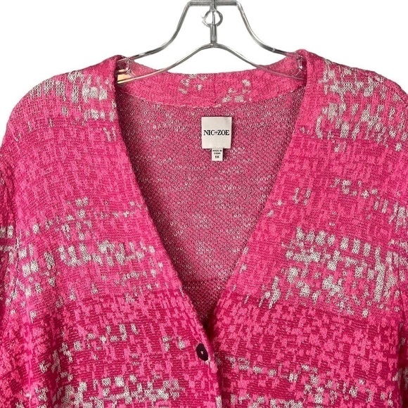 Nic + Zoe Pink Confetti Cardigan Sweater Size 1X - Picture 4 of 7